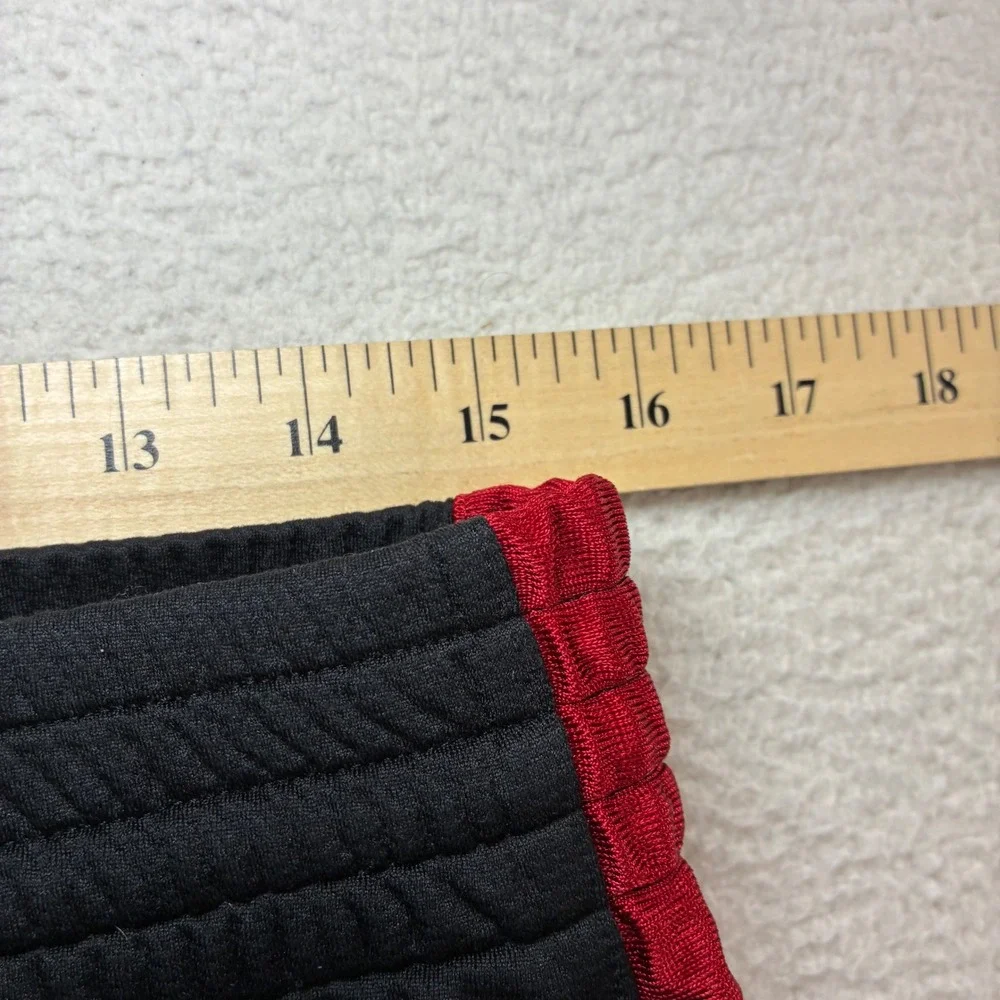 Y2K Adidas Baggy Track Pants Men L Black Red Silky Sweatpants Drawstring Vintage